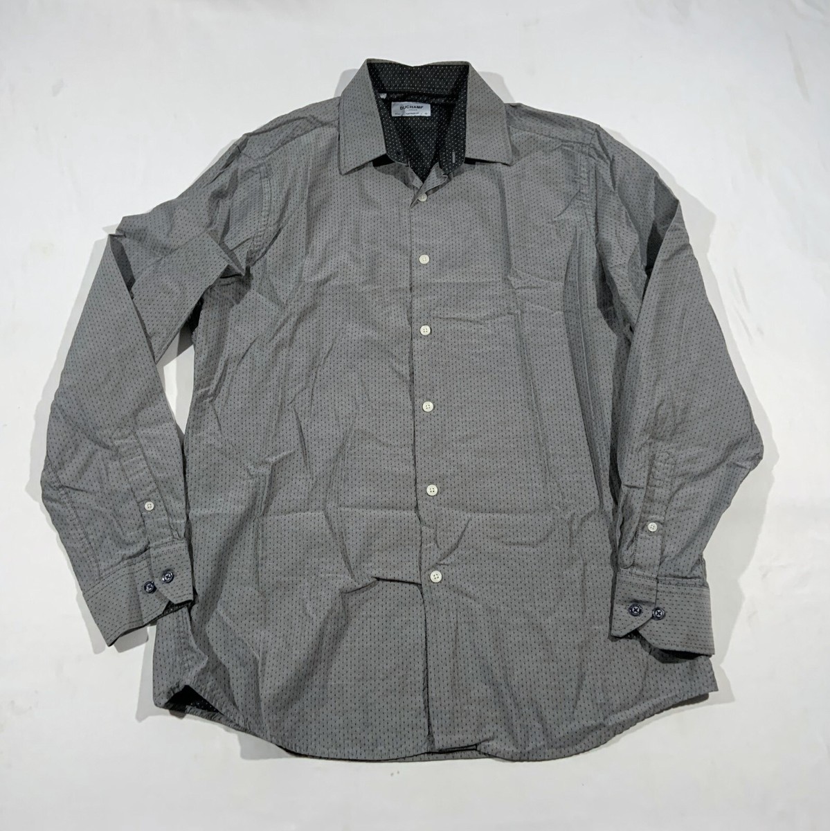 Duchamp Casual Patterned Formal Shirt Mens Tailored Fit Collar Gray Size  16.5 L | eBay