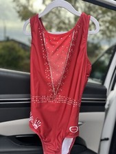 CHALK WARRIOR x OZONE Gymnastics Dance LEOTARD Adult Medium CRIMSON RED