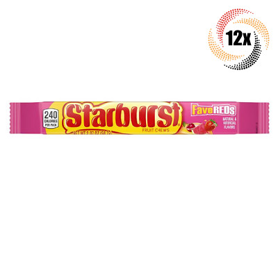 12x Packs Starburst FaveREDS Assorted Flavored Fruit Chews Candy | 2.07oz