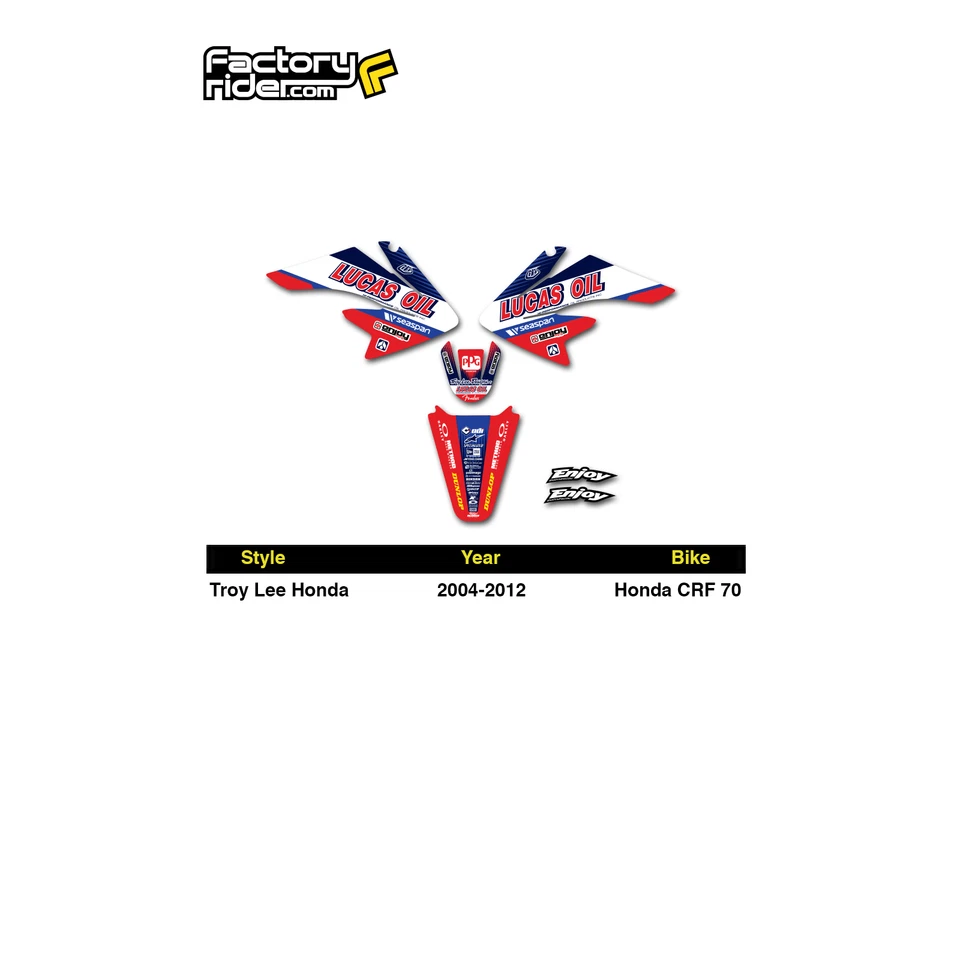 Kit de gráficos para moto de cross Honda CRF 70 TLD 2004-2012/números Motocross Enjoy MFG Foto 2 de 4