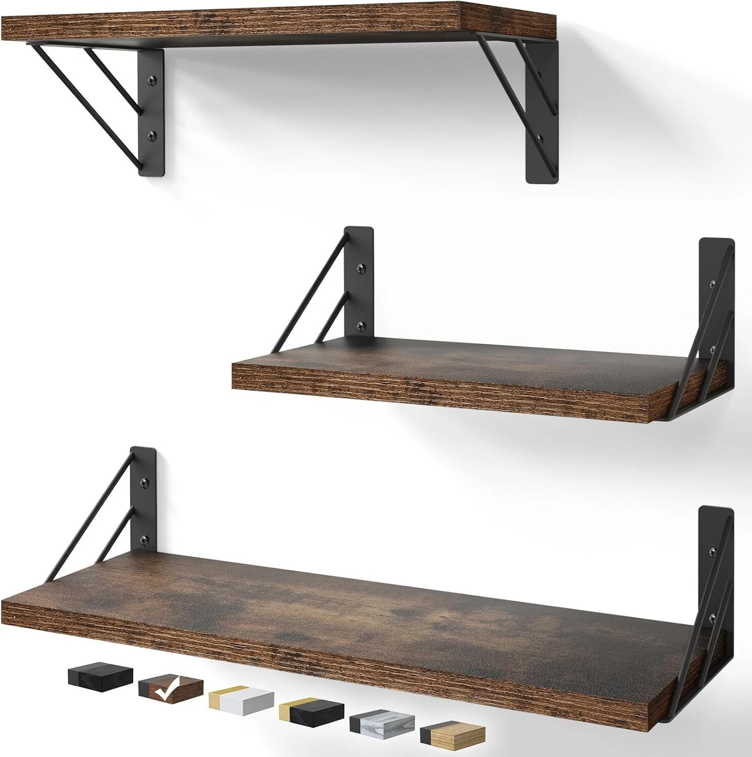 Wall Floating Shelves Decor Storage Rustic Wood Water n High Weight Resistant