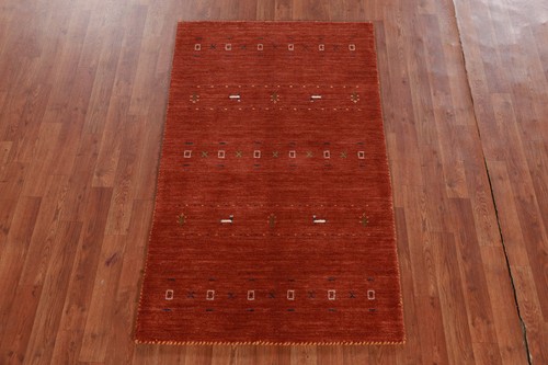 Exquisite Orange Handmade Wool Gabbeh Indian Rug 3x5 ft. - Picture 3 of 17
