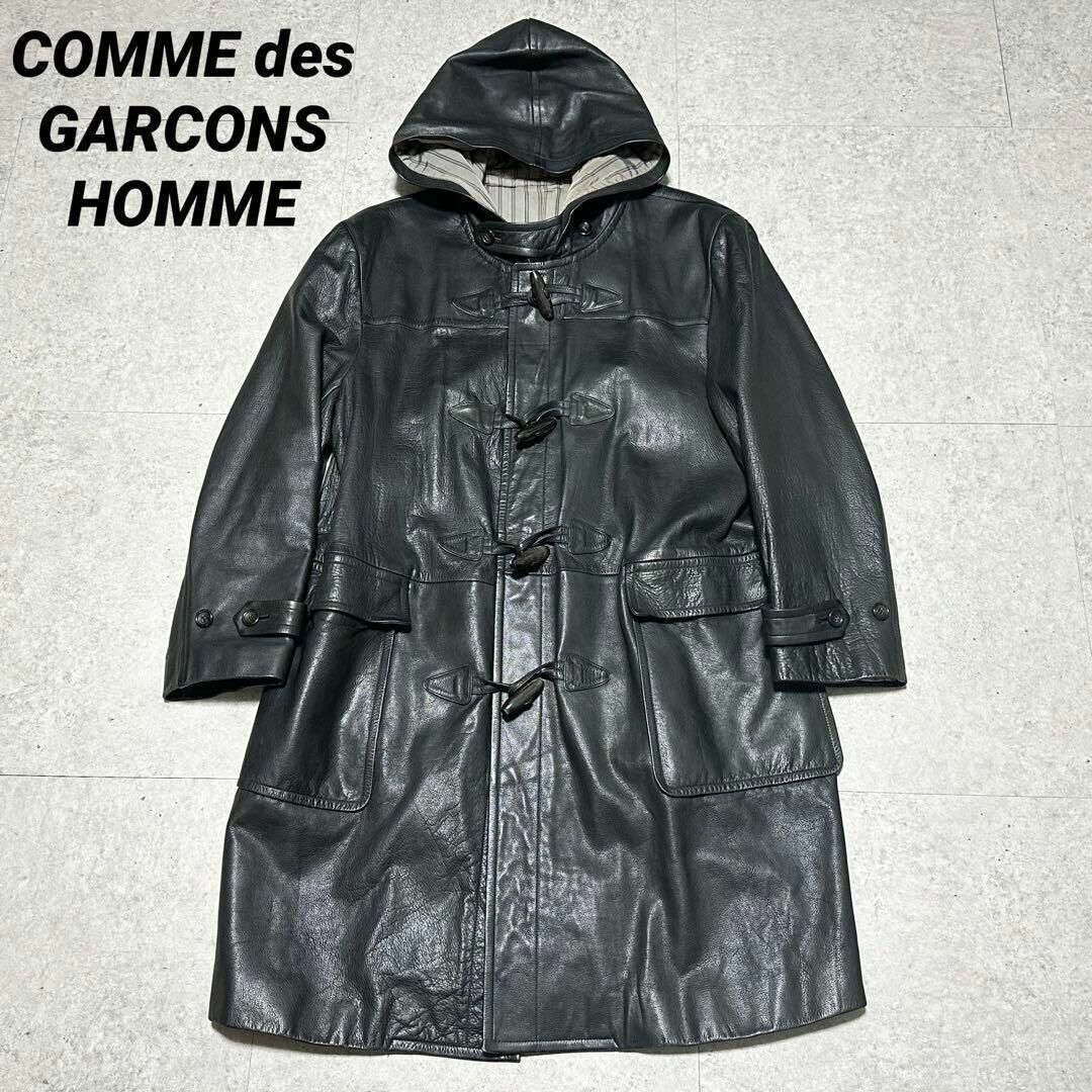 Comme Des Garcons Homme Leather Duffel Coat Black 1980s Comme Des Garcons Homme Leather Duffel Coat Black 1980s