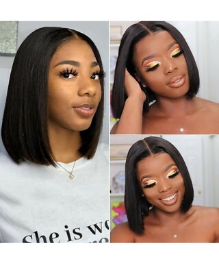 4X4X1 T Part Lace closure Bob 14 Inch Straight Bob Human Hair