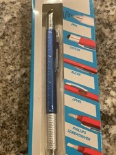 6-in-1 Blue Multi-Functional Tool Pen/Stylus/Ruler/Level & Screwdrivers