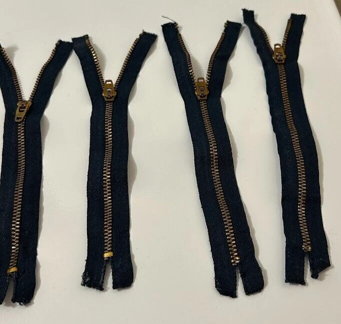 YKK Zippers Brass for Denim Jean Pant Blue with 5 Brass Snaps Lot of 10 - Image 4 of 4