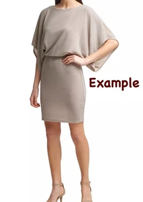 NWT! Jessica Howard Womens 14 Metallic Blouson Dress Shimmery Taupe Party Sleek - Image 1 of 4