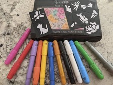 Face Paint Kit With Stencils 12 Large Colors Washable Kids Adults Makeup