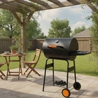 Charcoal BBQ Grill Smoker 20 Inch Portable Drum with Thermometer & Adjustable...