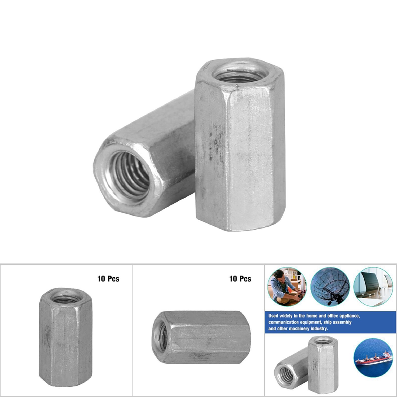 10pcs M6 * 25 Long Rod Nut Hex Hexagonal Sleeve Nut Standoff Threaded Fasteners✈