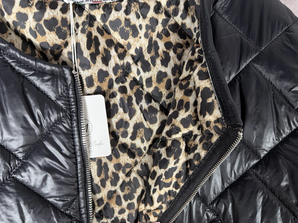 Damen Steppjacke ultraleicht Schwarz Leo One Size 38-44 Übergangsjacke Oversize - Bild 3 von 4
