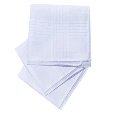 12Pcs Soft Cotton Handkerchiefs, 15''x15'' White Hankies, Classic Pocket Squares