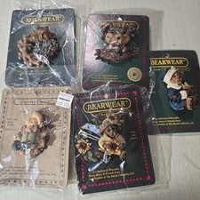5 Boyds Bears Friends Bearwear Bear Moose Dog Chrismas Bloomin Pins Brooches