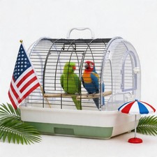 Travel Bird Cage Carrier, Portable Travel Box with 2 Food Bowls,2 Perches Tray