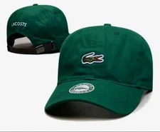 Lacoste Hat Cap Strap Back Mens One Size Green Embroidered Croc NEW OSFA Dad nwt