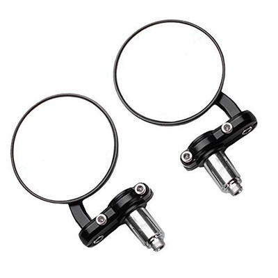Universal Motorcycle Mirrors - 3 Inch Round Folding Bar End Side Mirror for