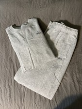 Alo Accolade White Heather Sweat Set