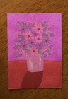ACEO Original Painting Flower Vase Still Life Acrylic Mini Art Card 2.5x3.5  — photo 1