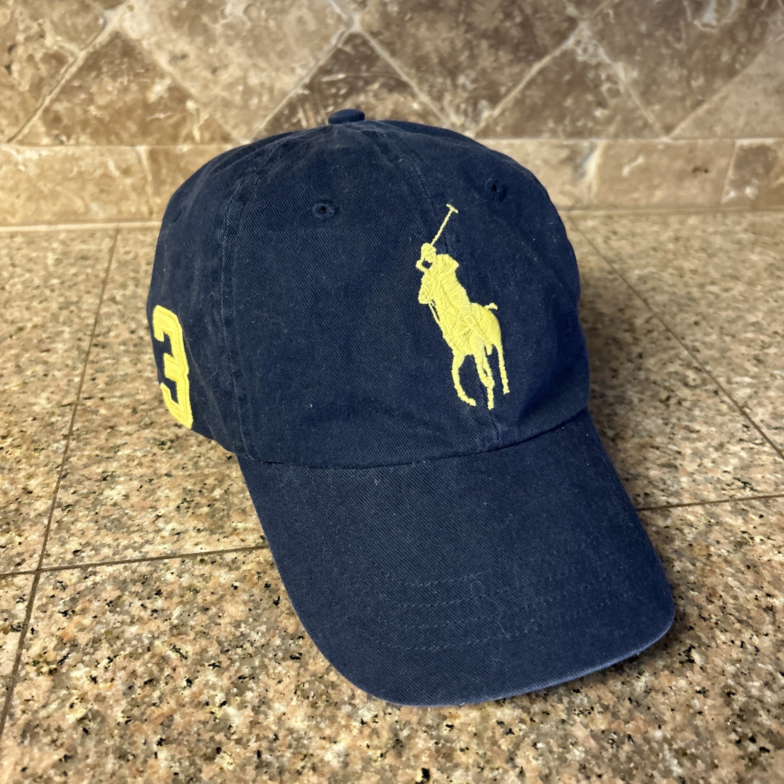 Vintage Polo Ralph Lauren Hat Strapback Cap Cotton Blue Big Pony #3 MCMLXVII