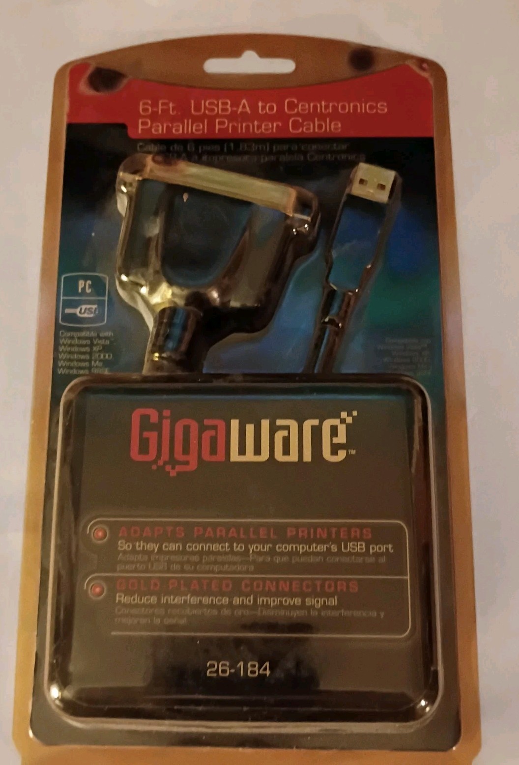 GIGAWARE 6 FT USB-A to CENTRONICS Parallel Printer Cable Rad
