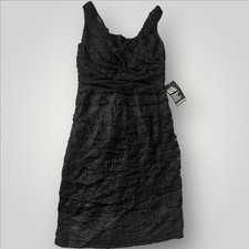 Express Womens Black Lace Sleeveless Draped Mini Sheath Dress Size 2