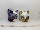 Vintage 2005 Ca' Macana Venetian Cat Masks Hand Painted Italy, Set of 2