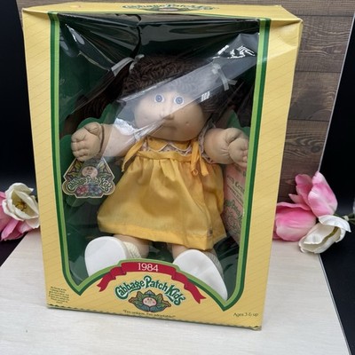Vintage Cabbage Patch Kids Doll 1984 in Box Rowena Elinore Brown Hair Blue Eyes