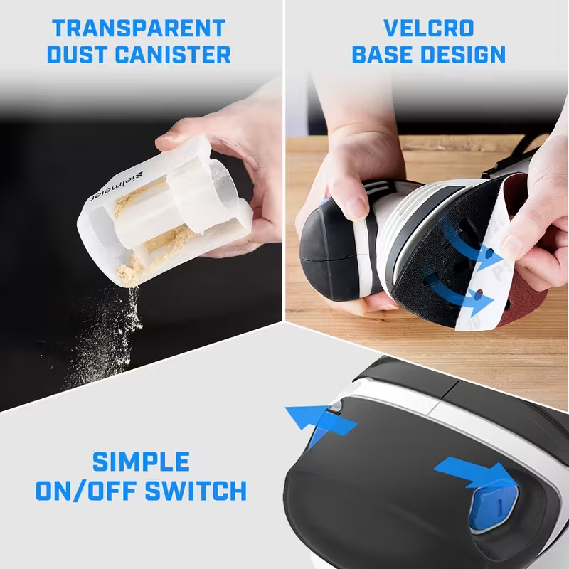 Detail Electric Sander With 12pcs Sandpaper, 120V 14000OPM