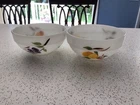 2  Fruits Fire King Oven Ware Mixing Bowl 6" Round Wide Rim Milk Glass Vintage