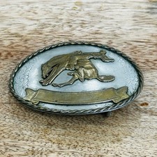 Vintage Western Belt Buckle Bucking Bronco Rodeo Gold Tone Nickle Silver
