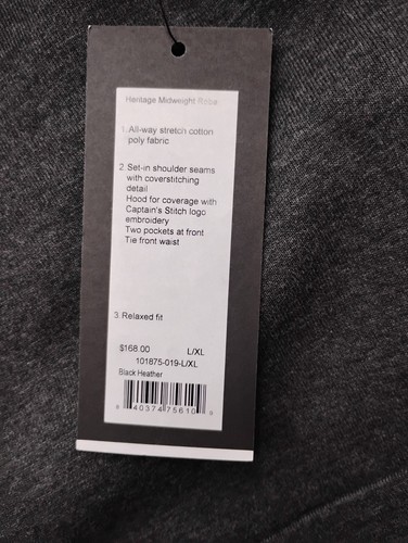 Rhone Heritage mittelschwerer Morgenmantel mit Kapuze Herren L/XL schwarz meliert fehlende Krawatte - Bild 4 von 10
