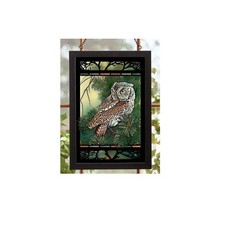 Wild Wings 5386498044 Screech Owl Stained Glass Art, 20-inch Height