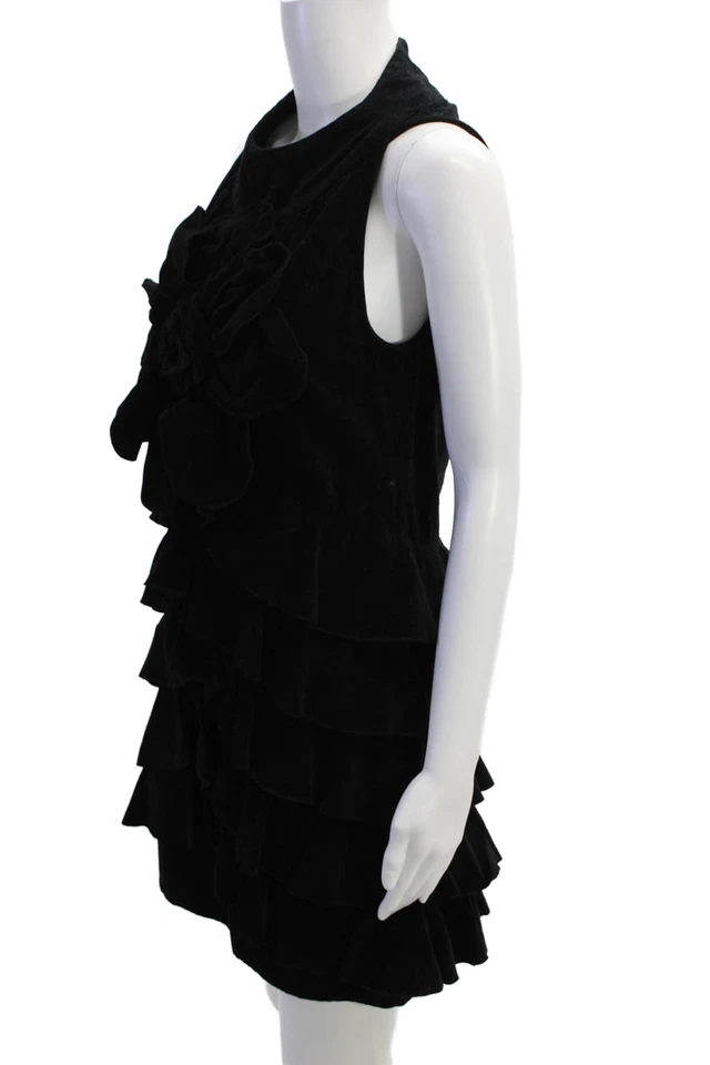 Vestido Anne Fontaine Mujer Mini Cambio Negro Cuello Alto Sin Mangas Botón Talla 38 Foto 2 de 4