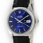Vintage Rolex Oysterdate Precision Blue Dial 34mm Men Steel Watch Ref 6694