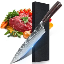 8" Kitchen Knife Stainless Steel Damascus Chef's Knife Vegetable Meat Cleaver US