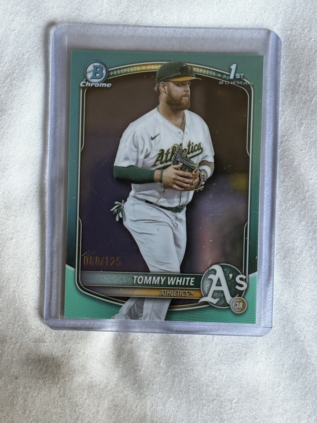 TOMMY WHITE 2025 BOWMAN CHROME 1ST AQUA REFRACTOR ATHLETICS /125 Q4450