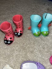Lot of 2 Pair American Girl Doll Wellie Wishers Rain Boots