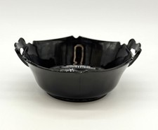 Vtg. L.E. Smith Mt. Pleasant Black Amethyst Glass Two-Handled Octagonal Bowl 