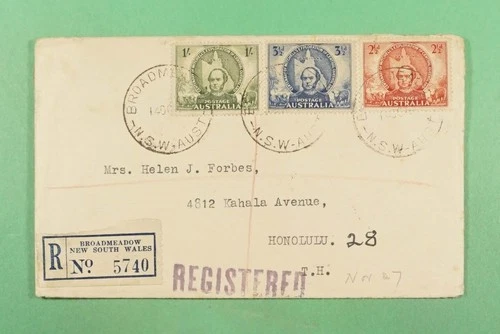 DR WHO 1946 AUSTRALIA REGISTERED FDC? QUEENSLAND COMBO BROADMEADOW R29041