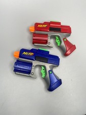 NERF Crossfire Sidearm Dart Tag Blaster Lot of 2 Red Blue BROKEN READ