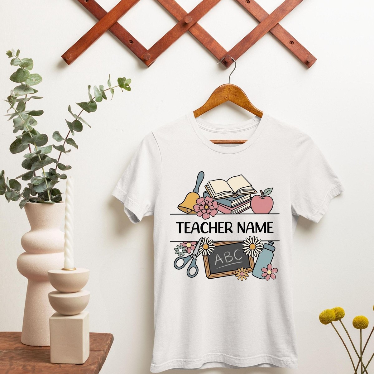 Custom Teacher Name Shirt, Personalized Educator Graphic Tee, Cute Boho Teacher
