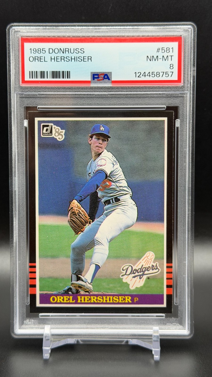 1985 Donruss #581 - Orel Hershiser RC Los Angeles Dodgers PSA 8