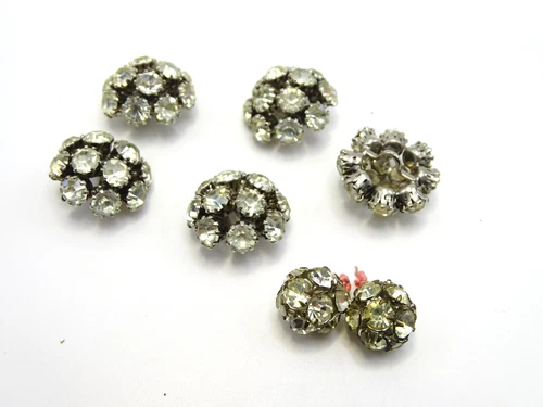 (x7) Vtg. Rhinestone Clear Glass Costume Jewelry Button Set - S1