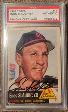 1953 Topps #41 Enos Slaughter PSA Authentic autograph card