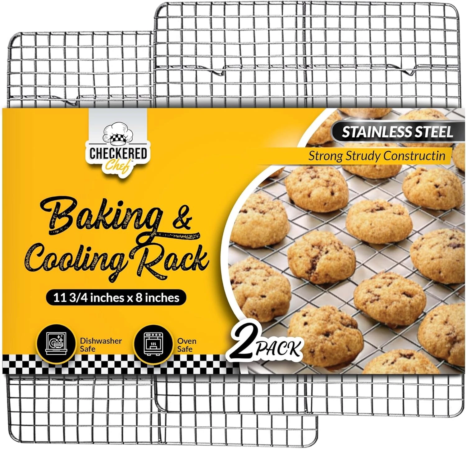 Checkered Chef Cooling Rack for Cooking and Baking - 8” X 11 ¾" Set of 2 Stainle
Opens in a new wind
