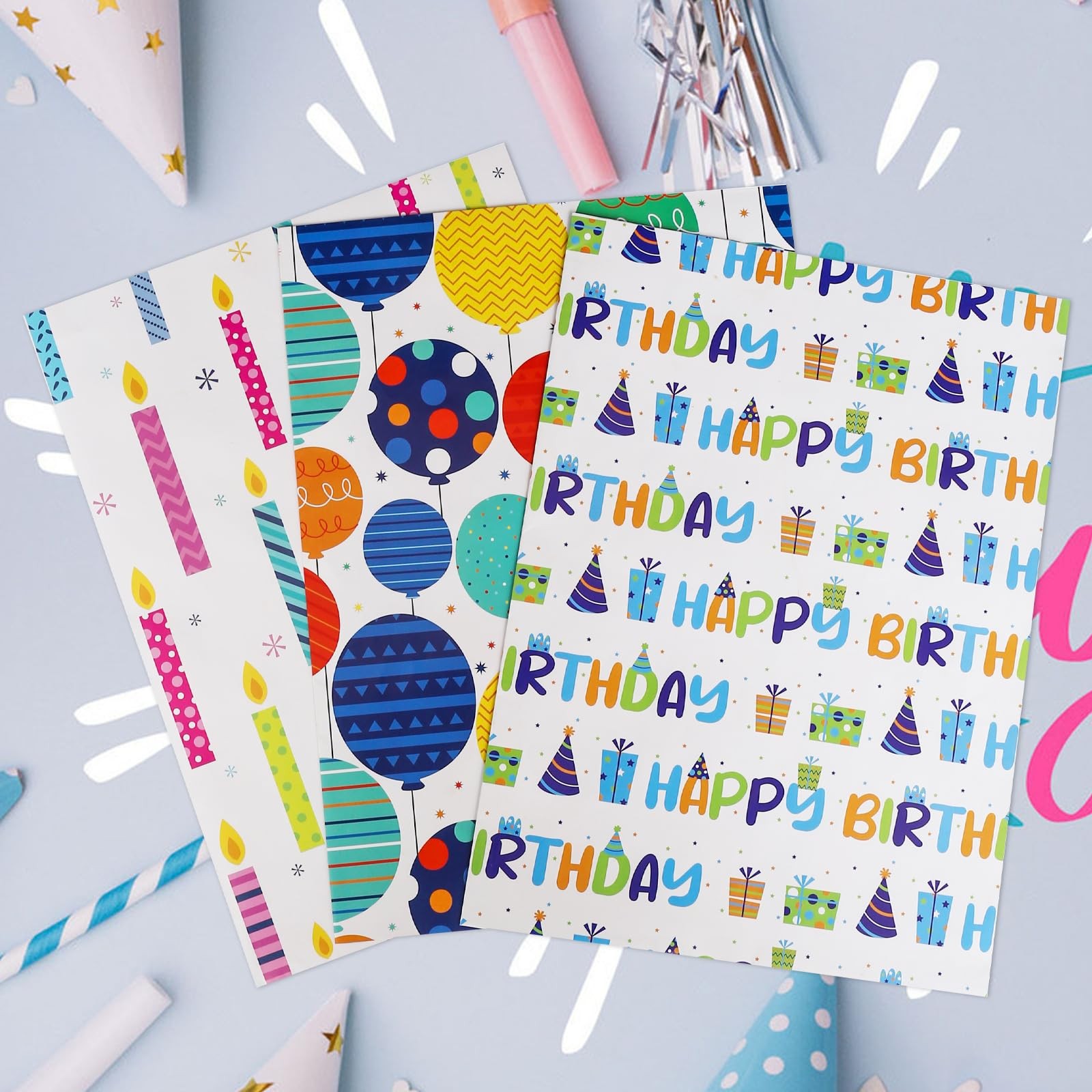 BULKYTREE Birthday Wrapping Paper for Boys Girls Kids Men Women Holiday Party...