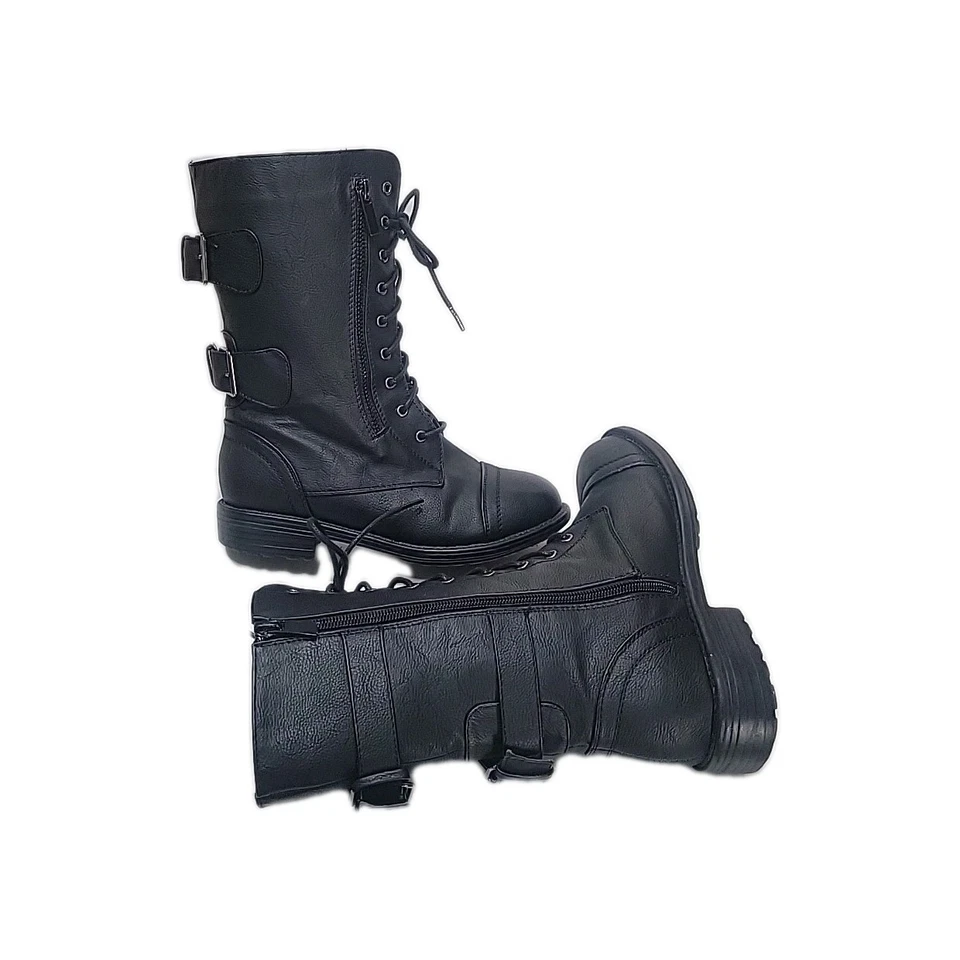 Botas Top Moda negras con hebilla y cremallera con cordones para mujer talla 6 Foto 4 de 4
