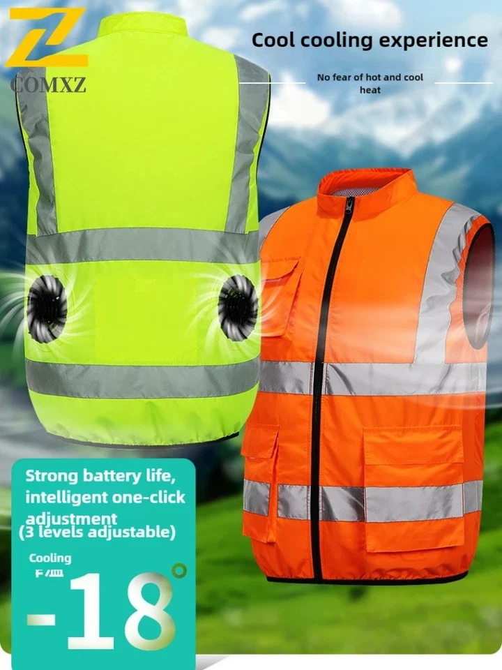 Air Conditioning Vest Fan Cooling Clothes Reflective Outdoor Summer Workwear USB - Image 3 of 4