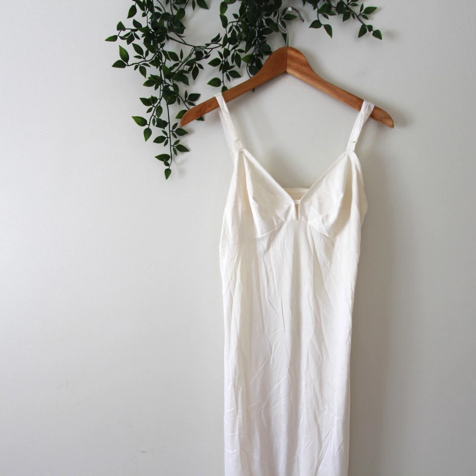 Vintage Women's Ivory White Slip Dress Lace Trim Long Sears Size Medium - Image 2 of 4