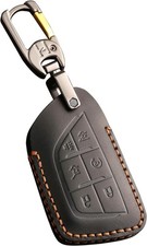 Leather Key Fob Cover, Compatible with 2020 up Cadillac 6 Buttons, Black